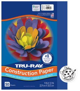 pacon 103017 tru-ray construction paper, 76 lbs., 9 x 12, royal blue, 50 sheets/pack