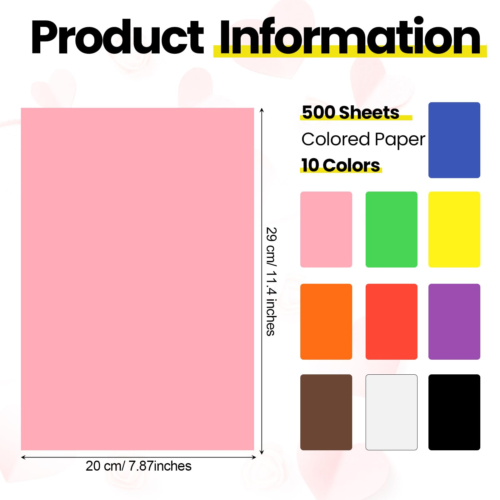 Harloon 500 Sheets Construction Paper Bulk Heavyweight Construction Paper A4 Size Thick Construction Paper Cardstock Paper for Kids DIY Craft Paper School Supplies(Multi Colors, 120 Gsm)