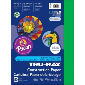 Tru-Ray® Construction Paper, 50% Recycled, 9" x 12", Festive Green, Pack of 50