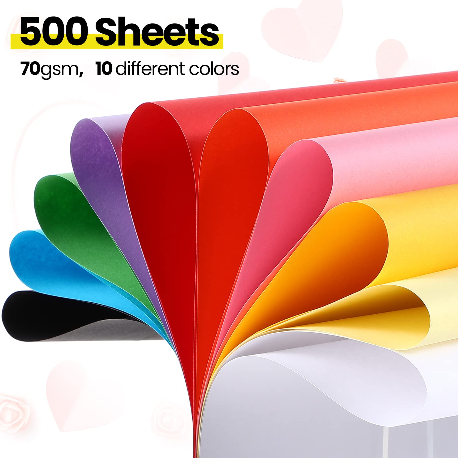 500 Pieces Construction Paper Bulk 12'' x 18'' Card Stock Printer Paper Craft Lightweight Art Colored Paper for Kids Adults School Drawing(Multicolor)