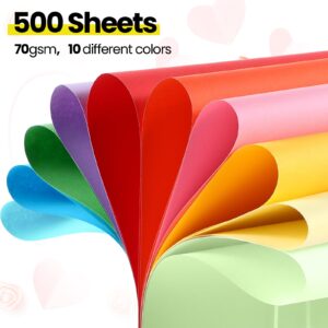 500 Pieces Construction Paper Bulk 12'' x 18'' Card Stock Printer Paper Craft Lightweight Art Colored Paper for Kids Adults School Drawing(Fresh Color)