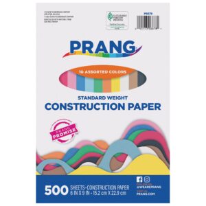 Prang (Formerly Art Street) Construction Paper, 10 Assorted Colors, Standard Weight, 6" x 9", 500 Sheets