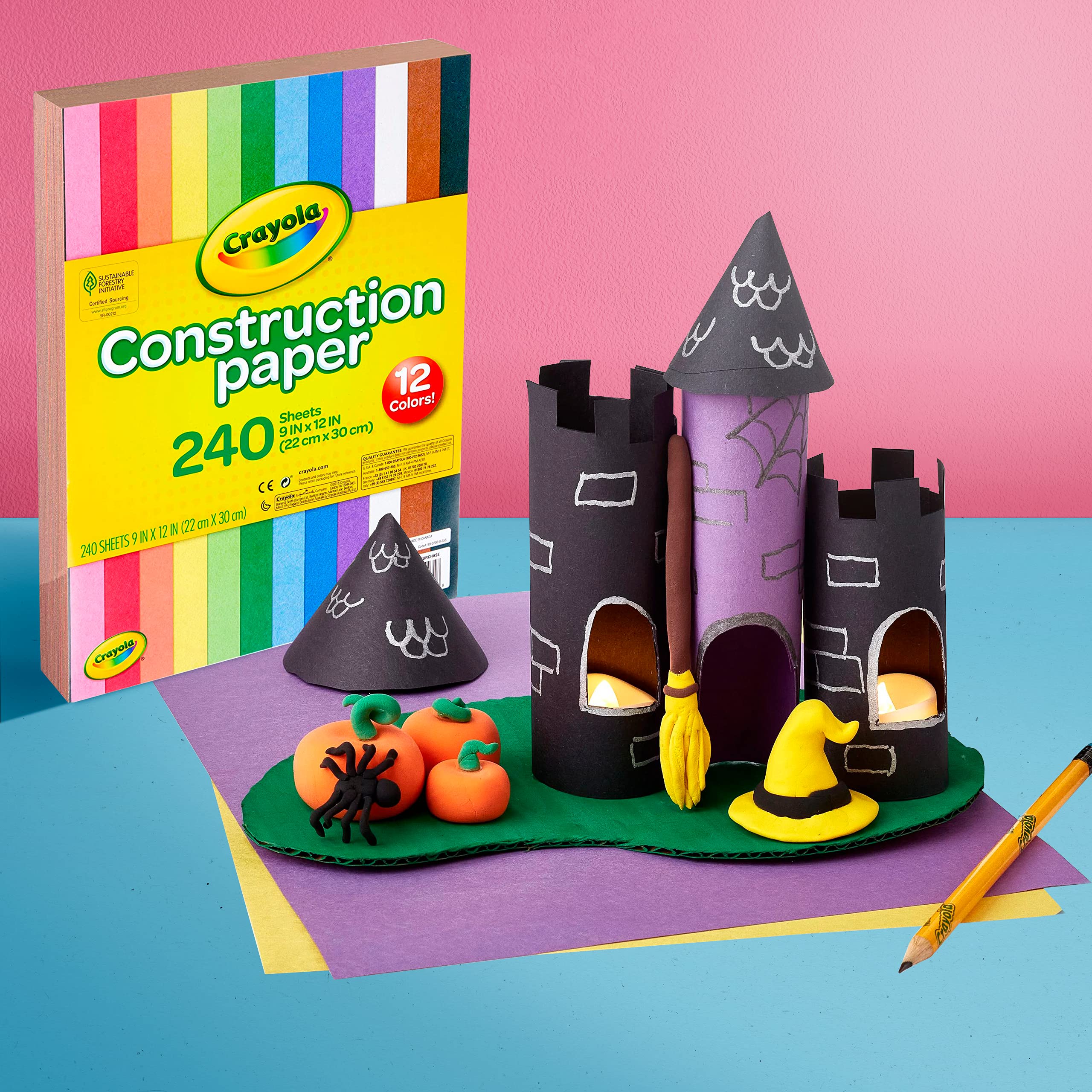 Crayola Construction Paper (240ct), 12 Assorted Colors, Kids Arts & Crafts Paper, Gifts for Kids, Classroom Supplies for Teachers