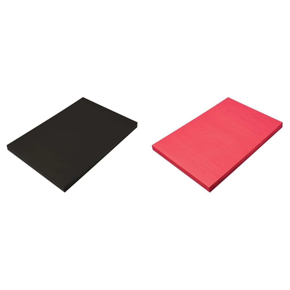 SunWorks Construction Paper, Black, 12" x 18", 100 Sheets & SunWorks Construction Paper, Holiday Red, 12" x 18", 100 Sheets