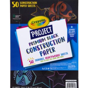 Crayola Black Construction Paper, Premium Art Supplies, Standard Size, 50 Count