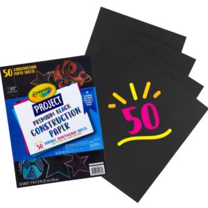 Crayola Black Construction Paper, Premium Art Supplies, Standard Size, 50 Count