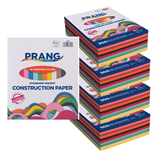 Prang (Formerly Art Street) Construction Paper, 10 Assorted Colors, Standard Weight, 9" x 12", 500 Sheets, 4 Count