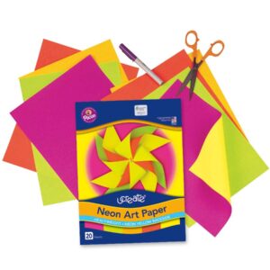 UCreate Neon Art Paper, 5 Assorted Colors, 9" x 12", 20 Sheets