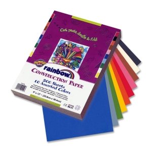 Pacon Rainbow Super Value Construction Paper,9" x 12" - Red, Blue, White, Orange, Green, Brown, Pink