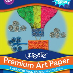 UCreate Premium Neon Construction Paper, 5 Assorted Colors, 9" x 12", 50 Sheets