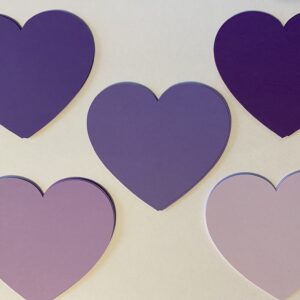 30 Count Purple Heart Cut Outs, Heart Die Cuts, Valentine Confetti, Valentine Cutouts, Valentine Die Cuts, Wedding Die Cuts, 3 3/4 Inch