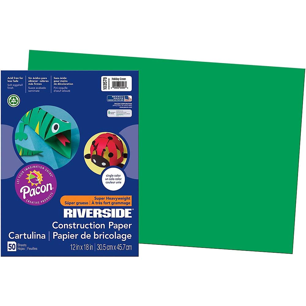 Riverside 3D Construction Paper, Green, 12"x18", 50 Sheets