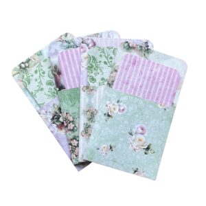 shabby roses junk journal pockets and card set - floral scrapbook accessories - paper ephemera bundle