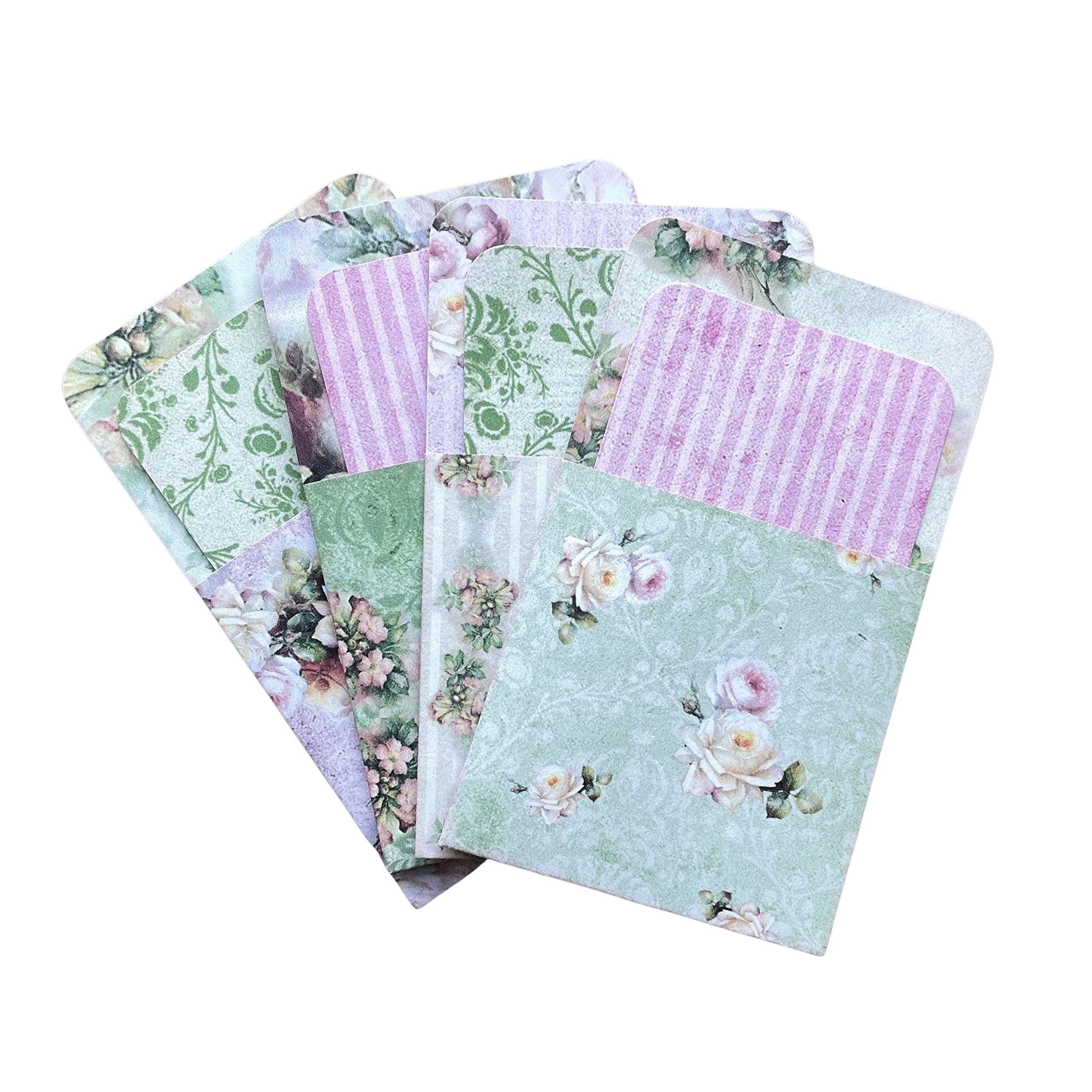 Shabby Roses Junk Journal Pockets and Card Set - Floral Scrapbook Accessories - Paper Ephemera Bundle