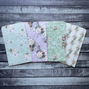 Shabby Roses Junk Journal Pockets and Card Set - Floral Scrapbook Accessories - Paper Ephemera Bundle