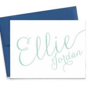 Calligraphy Personalized Stationery, Modern Calligraphy Folded Note cards, Personalized Note cards, Your Choice of Colors and Quantity