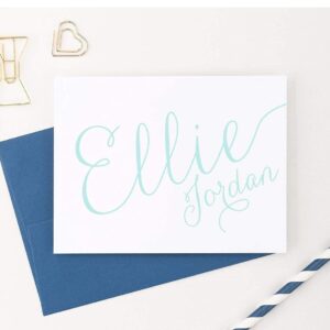 Calligraphy Personalized Stationery, Modern Calligraphy Folded Note cards, Personalized Note cards, Your Choice of Colors and Quantity