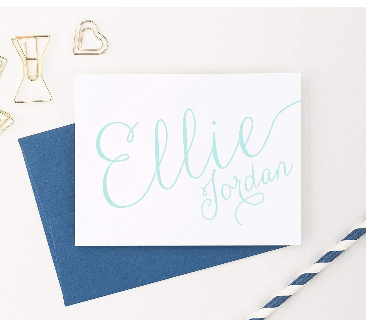 Calligraphy Personalized Stationery, Modern Calligraphy Folded Note cards, Personalized Note cards, Your Choice of Colors and Quantity