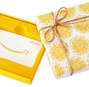 Amazon.com Gift Card in a Yellow Swirl Box