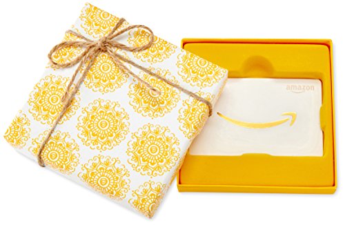 Amazon.com Gift Card in a Yellow Swirl Box