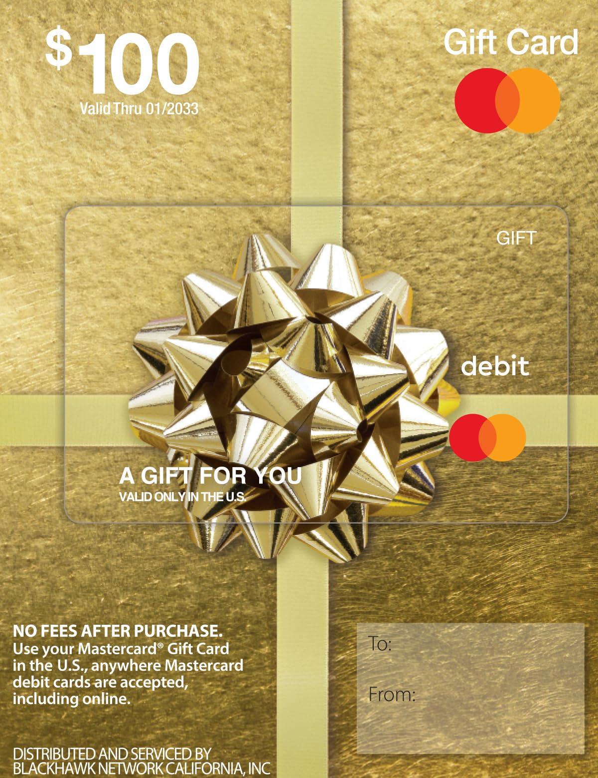 $100 Mastercard Gift Card (plus $5.95 Purchase Fee)