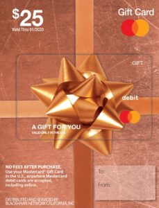 $25 mastercard gift card (plus $3.95 purchase fee)