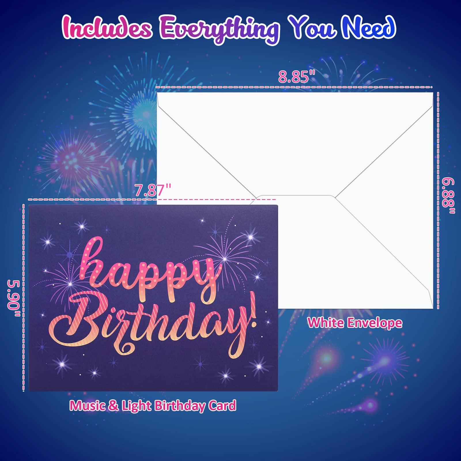 INPHER Birthday Cards Fireworks Pop Up Cake Light and Music Happy Birthday Card Gift for Women, Men, Mom, Grandma