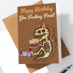 Funny Birthday Card for Women or Men, Birthday Card with Kraft Envelope for Wife Husband Sister Brother Friends bestie … You Fossil Birthday Gift Cards for Her Him 30th 40th 50th 60th 70th 80th Card