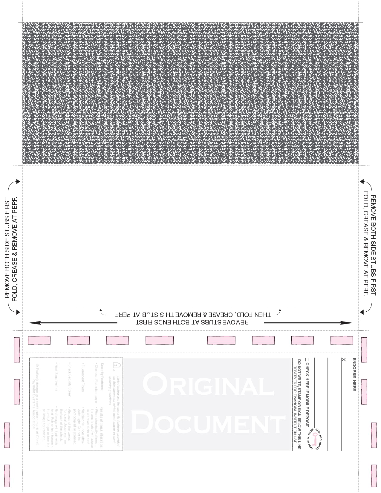 C-Fold, 11" Blank Bottom Check Stock, Void Pantograph Blue, 1000/Pk