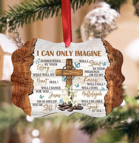 2023 Christmas Ornaments, Christmas Tree Decorations - Printed Lily Flower Cross Faith Butterfly Aluminum Ornament - Best Gifts for Christmas - HALZ1609007Z (Pack 1)