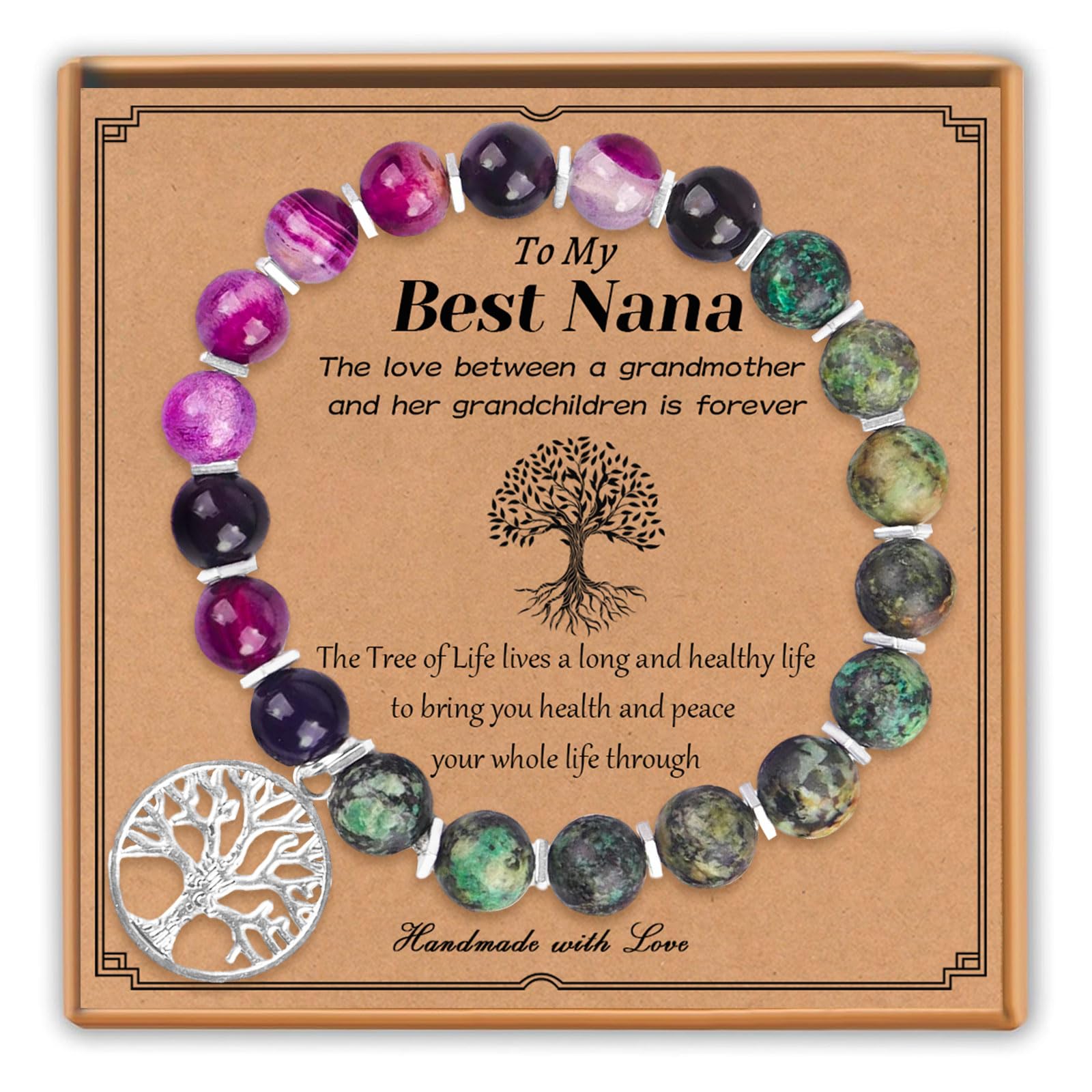 Nana Bracelet Grandma Bracelet Gifts for Grandma/Nana, Tree of life Natural Stone Bracelet for women，Grandma Birthday Gifts Nana Gifts