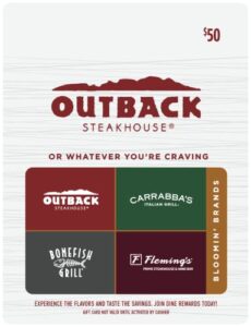 bloomin’ brands outback steakhouse multibrand restaurant gift card $50