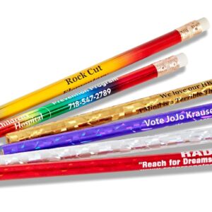 Pencil Guy Promotional Personalized Imprinted Glitz Round Pencils- 500 per box Purple