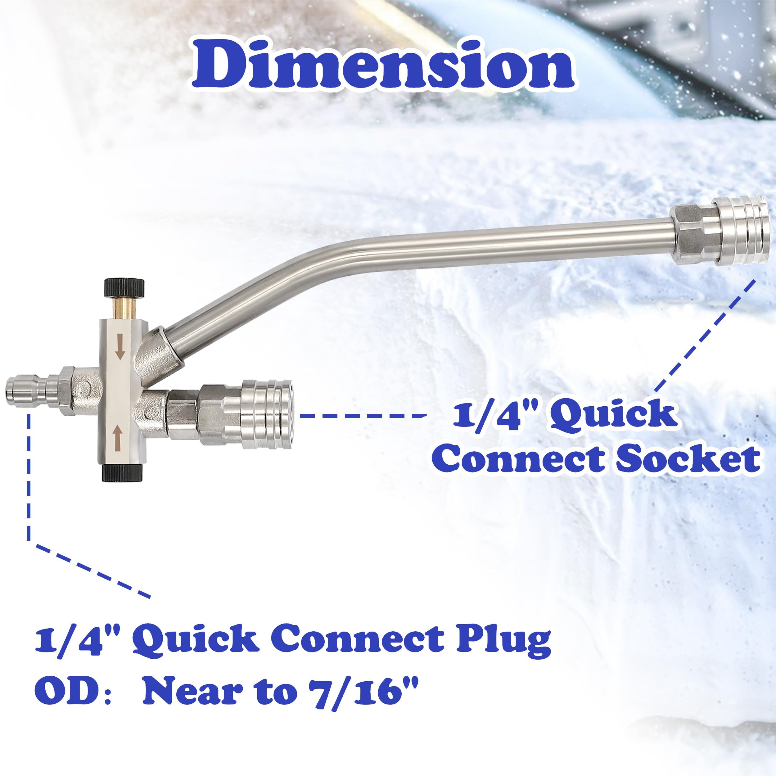 Tool Daily Pressure Washer Foam Cannon with Dual-Connector Accessory, Power Washer Double Tip Attachment For Soap Cannon, 5 Pressure Washer Sprayer Nozzles, 1/4" Quick Connect