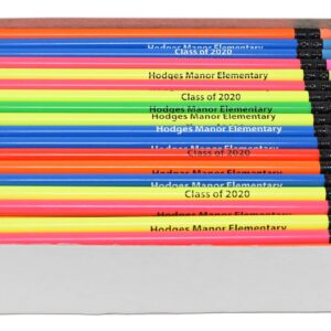 Pencil Guy Promotional Personalized Imprinted Neon Round Pencils- 500 per box