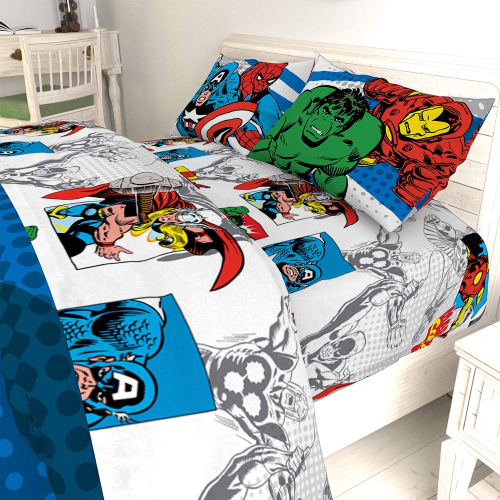 Jay Franco Avengers Comics Good Guys 5 Piece Full Bed Set (Offical Marvel Product)