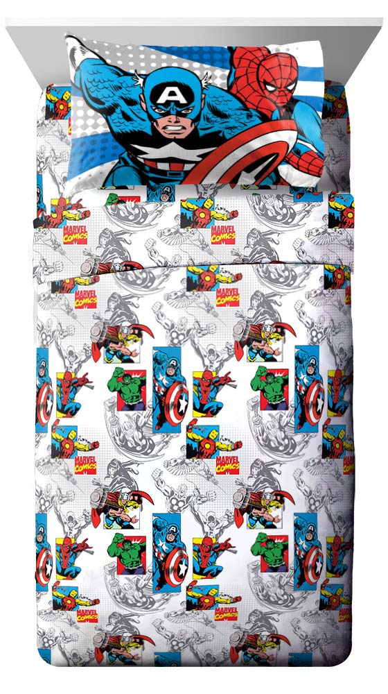 Jay Franco Avengers Comics Good Guys 5 Piece Full Bed Set (Offical Marvel Product)