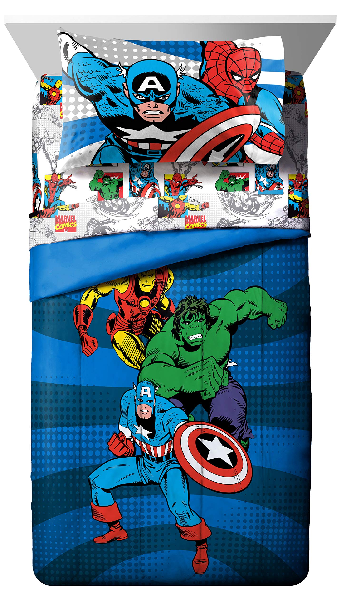 Jay Franco Avengers Comics Good Guys 5 Piece Full Bed Set (Offical Marvel Product)