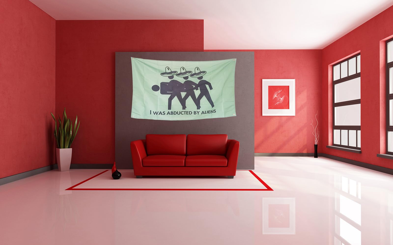 OINEIZ I Was Abducted By Aliens Funny Flags for Room Guys Teen College Dorm, 3x5 Outdoor Meme Cool Flags Boys Man Cave Fun Cheap Party Bedroom Frat House Wall Décor (Green-2)