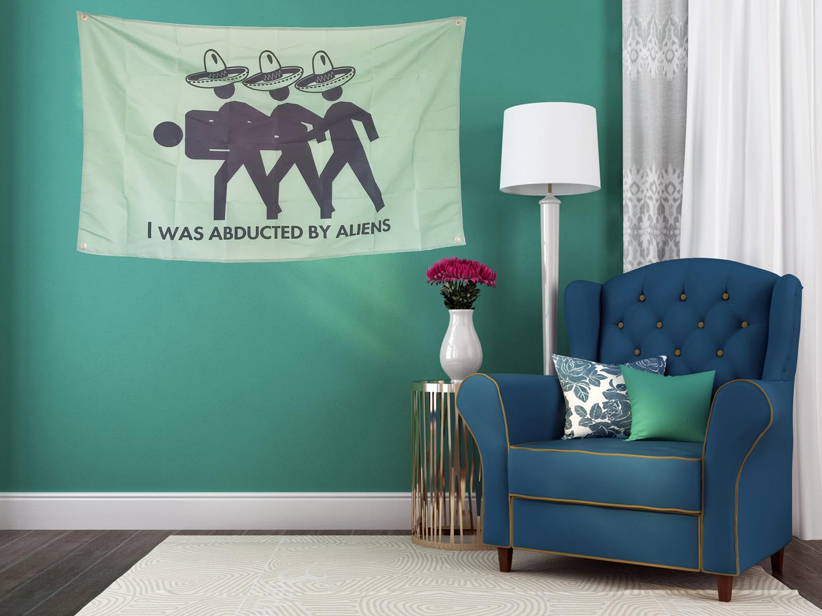 OINEIZ I Was Abducted By Aliens Funny Flags for Room Guys Teen College Dorm, 3x5 Outdoor Meme Cool Flags Boys Man Cave Fun Cheap Party Bedroom Frat House Wall Décor (Green-2)