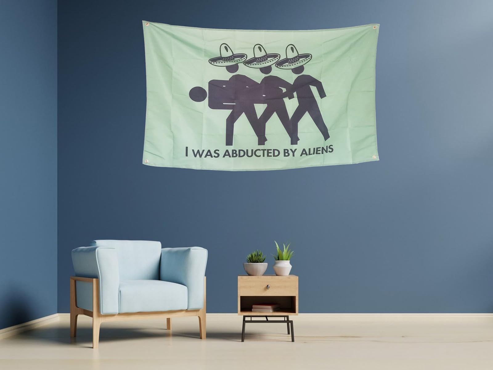 OINEIZ I Was Abducted By Aliens Funny Flags for Room Guys Teen College Dorm, 3x5 Outdoor Meme Cool Flags Boys Man Cave Fun Cheap Party Bedroom Frat House Wall Décor (Green-2)