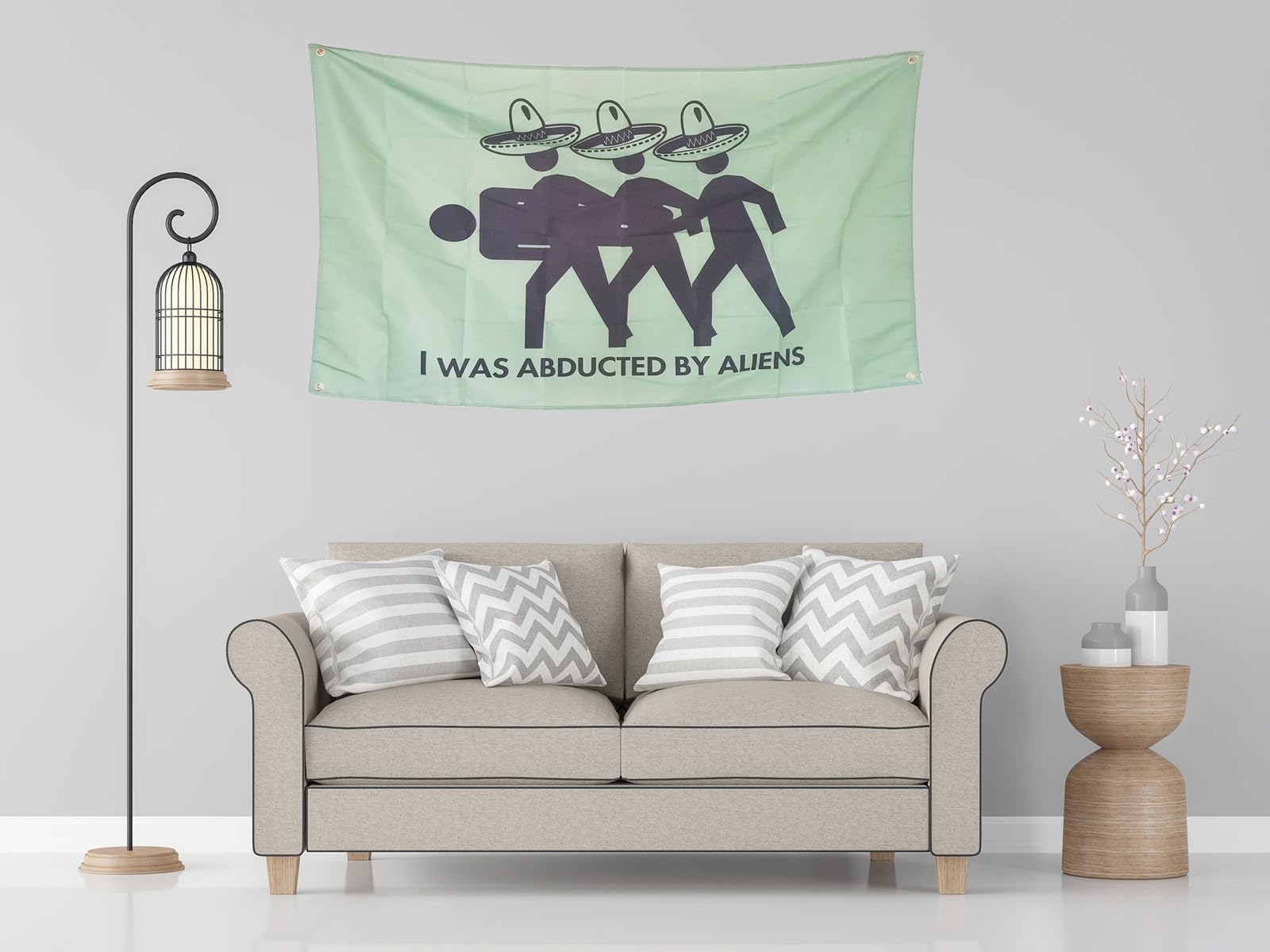 OINEIZ I Was Abducted By Aliens Funny Flags for Room Guys Teen College Dorm, 3x5 Outdoor Meme Cool Flags Boys Man Cave Fun Cheap Party Bedroom Frat House Wall Décor (Green-2)