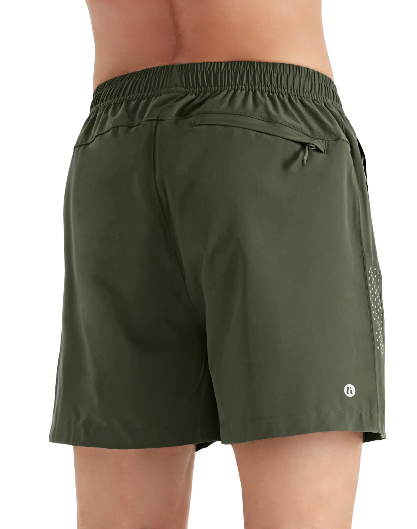 HIFEOS Mens Athletic Shorts -Running, Tennis Gym Workout Shorts for Men 5"/7"/9"- Comfort, Lightweight, 3 Zippered Pockets Army Green