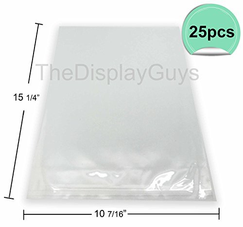 The Display Guys, 25 Pcs 10 7/16“x 15 1/4” Clear Self Adhesive Plastic Bags for 10x15 inches Picture, Poster, Photo Framing Mats