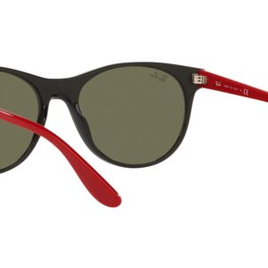 Ray-Ban RB2202M Scuderia Ferrari Collection Round Sunglasses, Black/Light Green Mirrored Silver, 55 mm