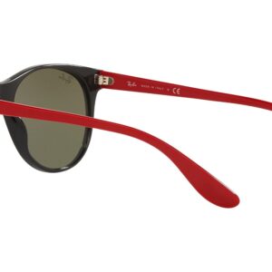 Ray-Ban RB2202M Scuderia Ferrari Collection Round Sunglasses, Black/Light Green Mirrored Silver, 55 mm