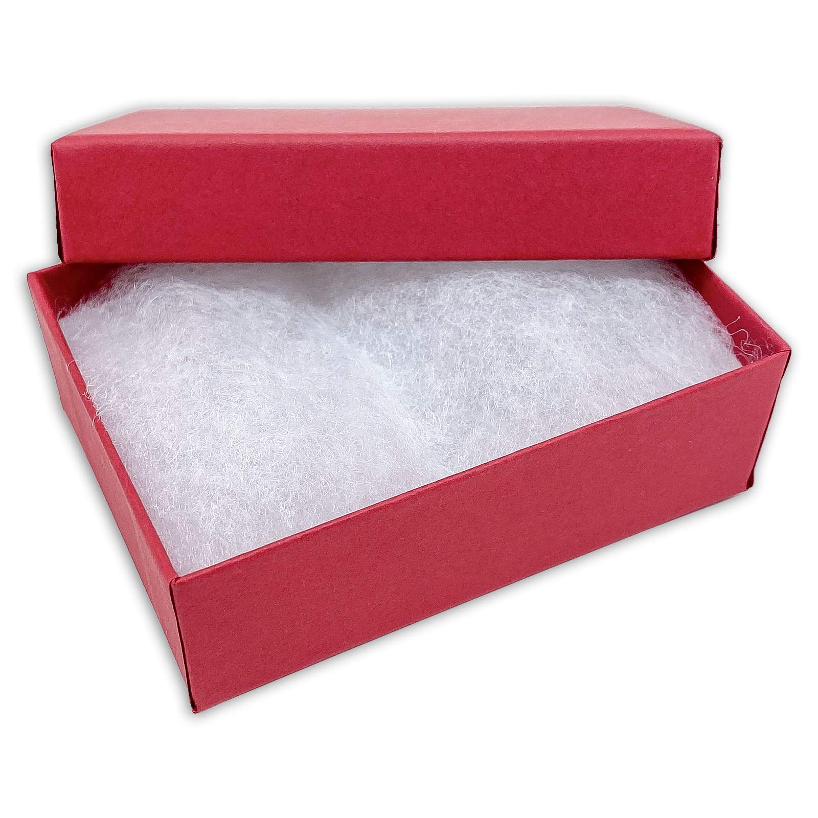 TheDisplayGuys - 25-Pack #32 Cotton Filled Cardboard Paper Jewelry Box Gift Case - Matte Red (3.3" x 2.3" x 1.0") - for Gifting, Shipping or Storage