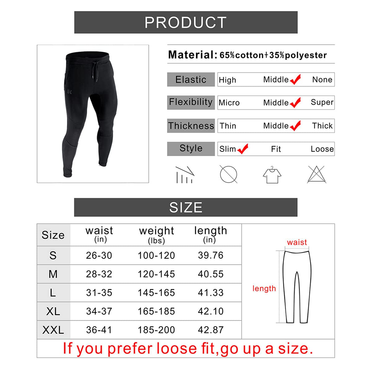 Mens Jogger Sport Pants, Casual Zipper Gym Workout Sweatpants Pockets (M, Black)