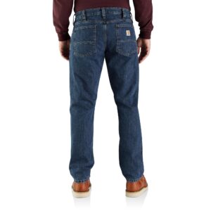 Carhartt Men's Relaxed Fit Flannel-Lined 5-Pocket Jean, Canal, 33 x 34