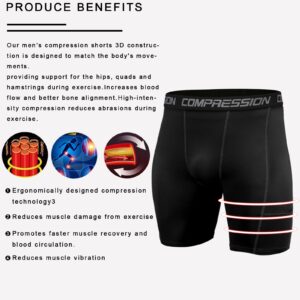 Holure Men's 5 Pack Performance Compression Shorts Athletic Running Underwear Black/Camo Grey/White/Navy/Red 17-L